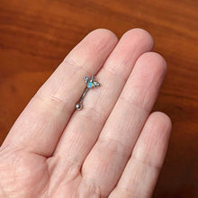 Load image into Gallery viewer, 16G 5/16 White Synthetic Opal Insect Curved Eyebrow Ring
