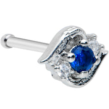 Load image into Gallery viewer, 20G 1/4 Clear Blue Gem Oval Swirl Nose Bone