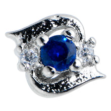 Load image into Gallery viewer, 20G 1/4 Clear Blue Gem Oval Swirl Nose Bone