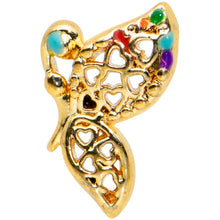 Load image into Gallery viewer, 20G 7mm Gold Tone Hearts Butterfly L Shape Nose Ring