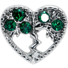 Load image into Gallery viewer, 16G 5/16 Green Gem Heart Tree Valentine Labret Monroe Tragus