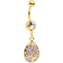 将图片加载到图库查看器,Purple Amethyst Gold Tone Drop Tree Dangle Belly Ring