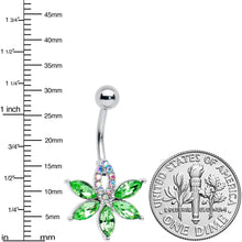 Load image into Gallery viewer, Aurora Green Gem Pot Leaf Belly Ring