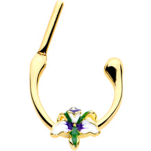 Load image into Gallery viewer, 16G 5/16 Clear Gem Gold Tone Iris Flower Cartilage Clicker
