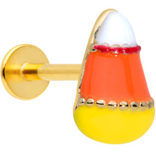 Load image into Gallery viewer, 16G 5/16 Gold Tone Candy Corn Halloween Labret Monroe Tragus