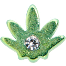 将图片加载到图库查看器,20G 1/4 Clear CZ Gem Green Simple Pot Leaf L Shape Nose Ring
