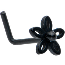 将图片加载到图库查看器,20G 1/4 Black Loop Petal Flower L Shape Nose Ring