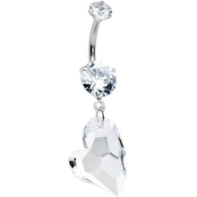 Load image into Gallery viewer, Clear CZ Gem Triple Glam Heart Valentines Dangle Belly Ring