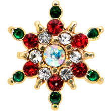 Load image into Gallery viewer, 20G 7mm Aurora Gem Gold Tone Christmas Star L Shape Nose Ring