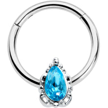 将图片加载到图库查看器,16G 3/8 Clear Blue Gem Oval Art Deco Hinged Segment Ring