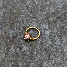 Load image into Gallery viewer, 16G 3/8 Aurora Gem Gold Tone Christmas Star Hinged Segment Ring