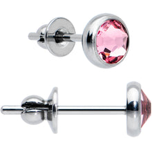 Load image into Gallery viewer, 4mm Pink Crystal Implant Grade Titanium Stud Earrings