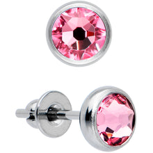 Load image into Gallery viewer, 4mm Pink Crystal Implant Grade Titanium Stud Earrings
