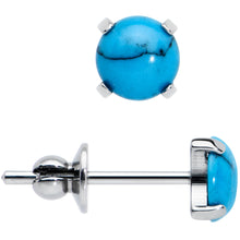 将图片加载到图库查看器,4mm Blue Turquoise Stone Implant Grade Titanium Stud Earrings