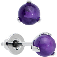 Load image into Gallery viewer, 4mm Purple Amethyst Stone Implant Grade Titanium Stud Earrings