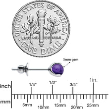 Load image into Gallery viewer, 4mm Purple Amethyst Stone Implant Grade Titanium Stud Earrings