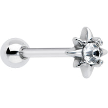 Load image into Gallery viewer, Clear CZ Gem Evening Star Barbell Tongue Ring