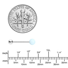 Load image into Gallery viewer, Light Blue Synthetic Aquamarine Barbell Tongue Ring