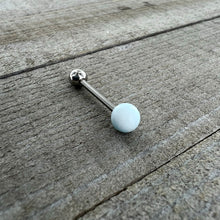 Load image into Gallery viewer, Light Blue Synthetic Aquamarine Barbell Tongue Ring