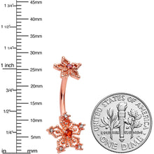 将图片加载到图库查看器,Clear Red Gem Rose Gold Tone Snowflake Star Double Mount Belly Ring