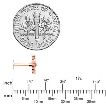 Load image into Gallery viewer, 16G 1/4 Red Gem Rose Gold Tone Texture Snowflake Labret Tragus