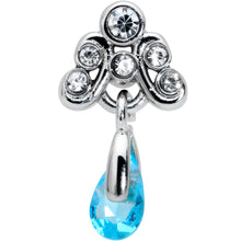 Load image into Gallery viewer, 16G 1/4 Clear Blue Gem Scrolling Elegance Dangle Labret Tragus