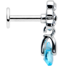 Load image into Gallery viewer, 16G 1/4 Clear Blue Gem Scrolling Elegance Dangle Labret Tragus