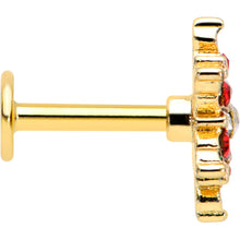Load image into Gallery viewer, 16G 1/4 Red Aurora Gem Gold Tone Christmas Star Labret Tragus