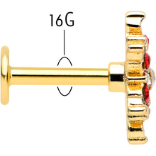 Load image into Gallery viewer, 16G 1/4 Red Aurora Gem Gold Tone Christmas Star Labret Tragus