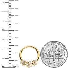 将图片加载到图库查看器,16G 3/8 Gold Tone White Texture Daisy Flower Hinged Segment Ring