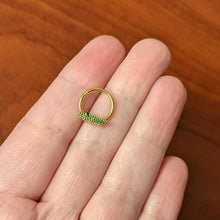 Load image into Gallery viewer, 16G 3/8 Gold Tone Hungry Green Alligator Hinged Segment Ring