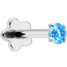 将图片加载到图库查看器,18G 5/16 Blue CZ Gem G23 Titanium Threadless Flower Labret Tragus
