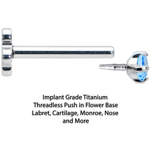 将图片加载到图库查看器,18G 5/16 Blue CZ Gem G23 Titanium Threadless Flower Labret Tragus