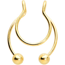 Load image into Gallery viewer, Gold Tone Horseshoe Ball Fake Septum Ring Nipple and Clip on Earring