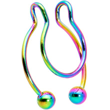 将图片加载到图库查看器,Rainbow Horseshoe Ball Fake Septum Ring Nipple and Clip on Earring