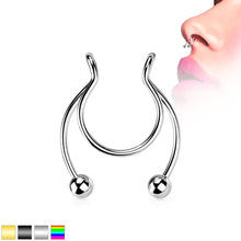 Load image into Gallery viewer, Horseshoe Ball Fake Septum Ring Nipple and Clip on Earring