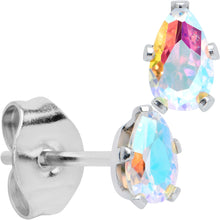 Load image into Gallery viewer, CZ Teardrop Aurora Stainless Steel Stud Earrings 3mm to 7mm
