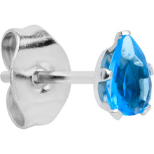 Load image into Gallery viewer, CZ Teardrop Aqua Stainless Steel Stud Earrings 3mm to 7mm