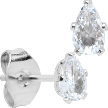 Load image into Gallery viewer, CZ Teardrop Clear Stainless Steel Stud Earrings 3mm to 7mm