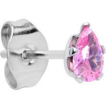 Load image into Gallery viewer, CZ Teardrop Pink Stainless Steel Stud Earrings 3mm to 7mm