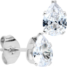 Load image into Gallery viewer, CZ Teardrop Clear Stainless Steel Stud Earrings 3mm to 7mm