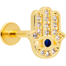 Load image into Gallery viewer, 16G 5/16 Clear Blue Gem Gold Tone Eye Hamsa Labret Monroe Tragus