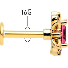 Load image into Gallery viewer, 16G 1/4 Red Gem Gold Tone Regal Escutcheon Labret Monroe Tragus