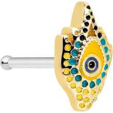 Load image into Gallery viewer, 20G 1/4 Bold Peacock Feather Golden Nose Bone