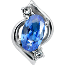 Load image into Gallery viewer, Clear Blue Gem Oval Swirl Barbell Tongue Ring