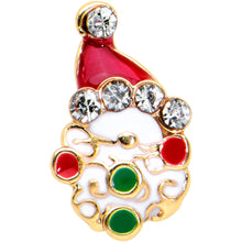 Load image into Gallery viewer, 20G 7mm Clear Gem Gold Hue Deco Santa Christmas L Shape Nose Ring