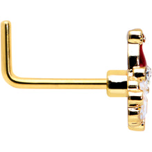 Load image into Gallery viewer, 20G 7mm Clear Gem Gold Hue Deco Santa Christmas L Shape Nose Ring
