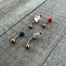 Load image into Gallery viewer, 16G 5/16 Rosy Hue Snowman Christmas Curved Eyebrow Ring Set of 4