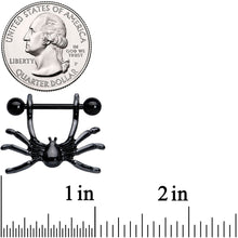 Load image into Gallery viewer, 14G 7/16 Black Crawly Spider Halloween Nipple Shield Set