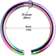 Load image into Gallery viewer, 20G 1/4 Rainbow PVD Grade 23 Titanium Bendable Hoop Ring